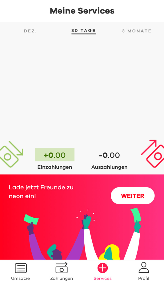 Der Zugang zur App (und zum Konto) funktioniert. Ich sehe die Übersichtsseite mit den Einzahlungen.