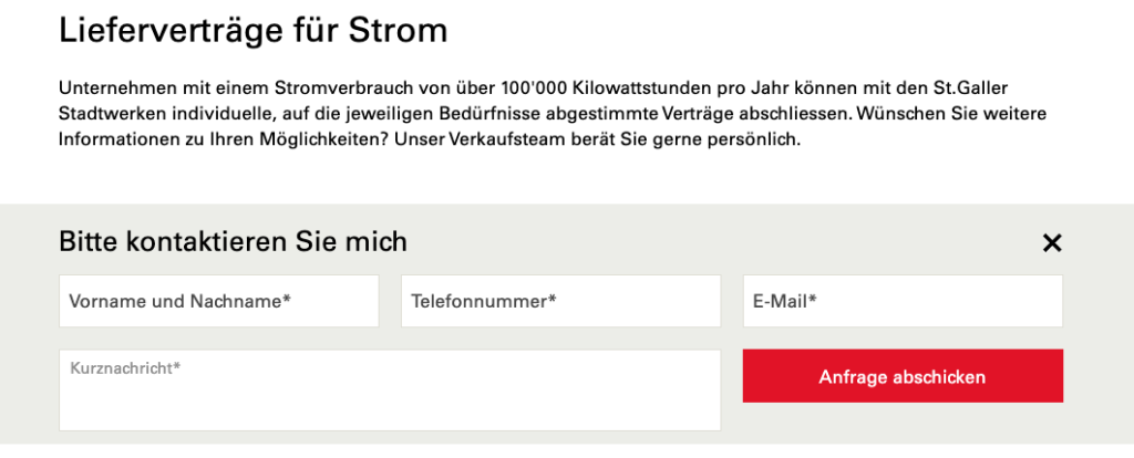 Screenshot Kontaktbox geöffnet