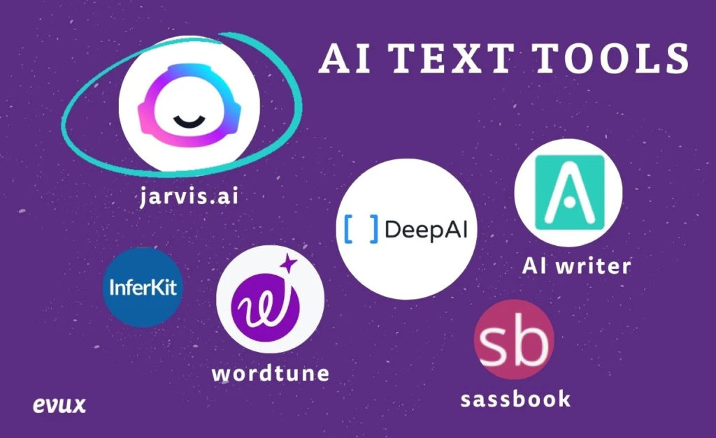 logos von AI text tools in kreisen