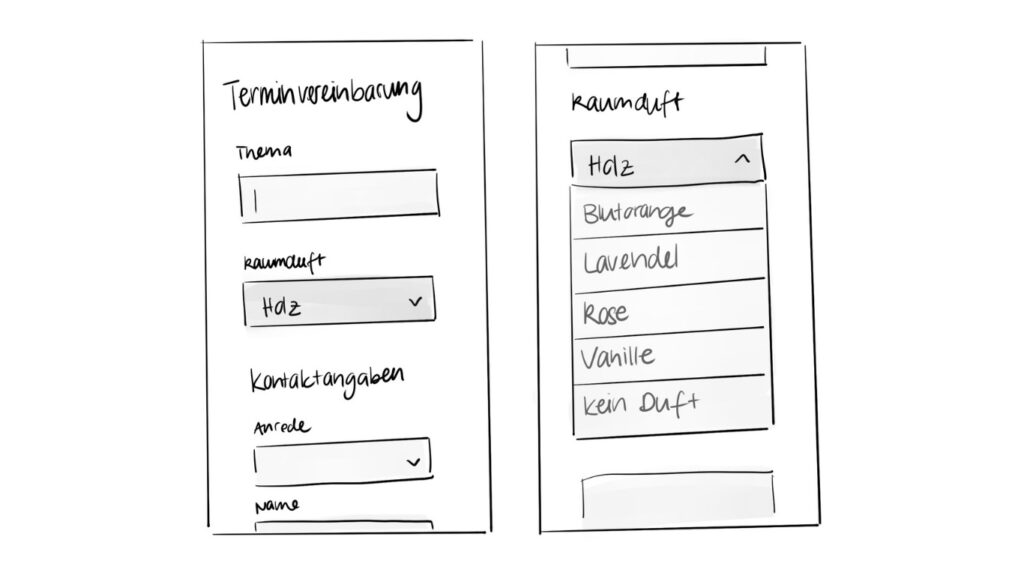 Terminvereinbarung mit Duftauswahl